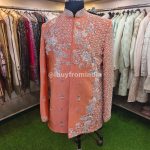 Sherwani for Men Wedding Orange Wedding Sherwani SHR-KLQ-1316 Men Reception Dress