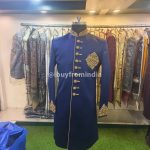 Sherwani for Men Wedding Navy Blue Wedding Sherwani SHR-KLQ-1317 Men Reception Dress