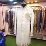 Sherwani for Men Wedding Cream Wedding Sherwani SHR-KLQ-1319 Men Reception Dress