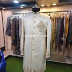 Sherwani for Men Wedding Cream Wedding Sherwani SHR-KLQ-1320 Men Reception Dress