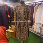 Sherwani for Men Wedding Black Wedding Sherwani SHR-KLQ-1326 Men Reception Dress