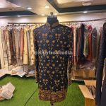 Sherwani for Men Wedding Black Wedding Sherwani SHR-KLQ-1327 Men Reception Dress