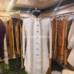 Sherwani for Men Wedding White Cream Wedding Sherwani SHR-KLQ-1328 Men Reception Dress