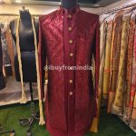 Sherwani for Men Wedding Maroon Wedding Sherwani SHR-KLQ-1329 Men Reception Dress