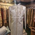 Sherwani for Men Wedding Cream Wedding Sherwani SHR-KLQ-1331 Men Reception Dress