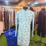 Sherwani for Men Wedding Light Green Wedding Sherwani SHR-KLQ-1333 Men Reception Dress