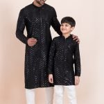 Father and Son Matching Dress Online Family Matching Dress Black White RKL-FSMD-11952-204130