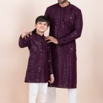 Father and Son Matching Dress Online Family Matching Dress Wine White RKL-FSMD-11952-204133