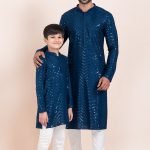 Father and Son Matching Dress Online Family Matching Dress Blue White RKL-FSMD-11952-204134