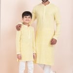 Father and Son Matching Dress Online Family Matching Dress Yellow White RKL-FSMD-11955-204165