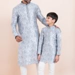 Father and Son Matching Dress Online Family Matching Dress Grey White RKL-FSMD-11955-204167