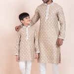 Father and Son Matching Dress Online Family Matching Dress Sand White RKL-FSMD-11955-204171