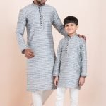 Father and Son Matching Dress Online Family Matching Dress Grey White RKL-FSMD-11955-204173