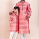 Father and Son Matching Dress Online Family Matching Dress Pink White RKL-FSMD-11955-204174