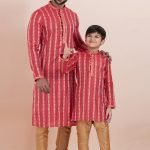 Father and Son Matching Dress Online Family Matching Dress Red Gold RKL-FSMD-11985-204374