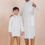 Father and Son Matching Dress Online Family Matching Dress White Gold RKL-FSMD-11985-204381