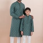 Father and Son Matching Dress Online Family Matching Dress Dark Green White RKL-FSMD-11985-204382