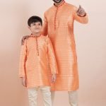 Father and Son Matching Dress Online Family Matching Dress Orange Gold RKL-FSMD-11985-204385