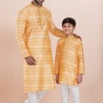 Father and Son Matching Dress Online Family Dress Mustard White RKL-FSMD-11985-204395