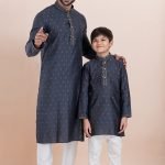 Father and Son Matching Dress Online Family Dress Navy Blue White RKL-FSMD-11985-204397