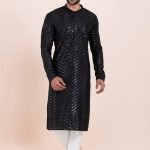 Men Kurta Pajama Online Plus Size Dress for Men Black White RKL-KUR-11951-204124