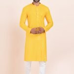 Men Kurta Pajama Online Plus Size Dress for Men Yellow White RKL-KUR-11951-204125