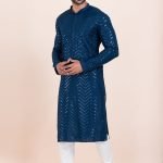 Men Kurta Pajama Online Plus Size Dress for Men Blue White RKL-KUR-11951-204128