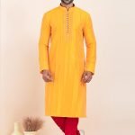 Men Kurta Pajama Online Plus Size Dress for Men Yellow Red RKL-KUR-11954-204151