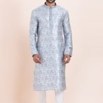 Men Kurta Pajama Online Plus Size Dress for Men Grey White RKL-KUR-11954-204154