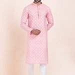 Men Kurta Pajama Online Plus Size Dress for Men Pink White RKL-KUR-11954-204155