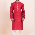 Men Kurta Pajama Online Plus Size Dress for Men Red White RKL-KUR-11954-204156