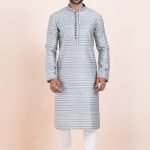 Men Kurta Pajama Online Plus Size Dress for Men Grey White RKL-KUR-11954-204159