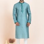 Men Kurta Pajama Online Plus Size Dress for Men Bluish Green White RKL-KUR-11954-204160