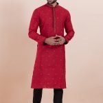 Men Kurta Pajama Online Plus Size Dress for Men Red Black RKL-KUR-11987-204442