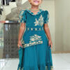 Family Matching Dress Set MOTHER DAUGHTER SON FATHER Twinning Dress IBI-9990BG Rama Green Western Family Matching Dress for Birthday Theme