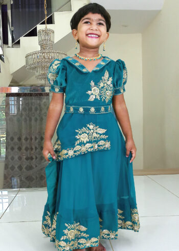 Girl Baby 1st Birthday Dress IBI-9990GL Bluish Green Girl Birthday Party Dress
