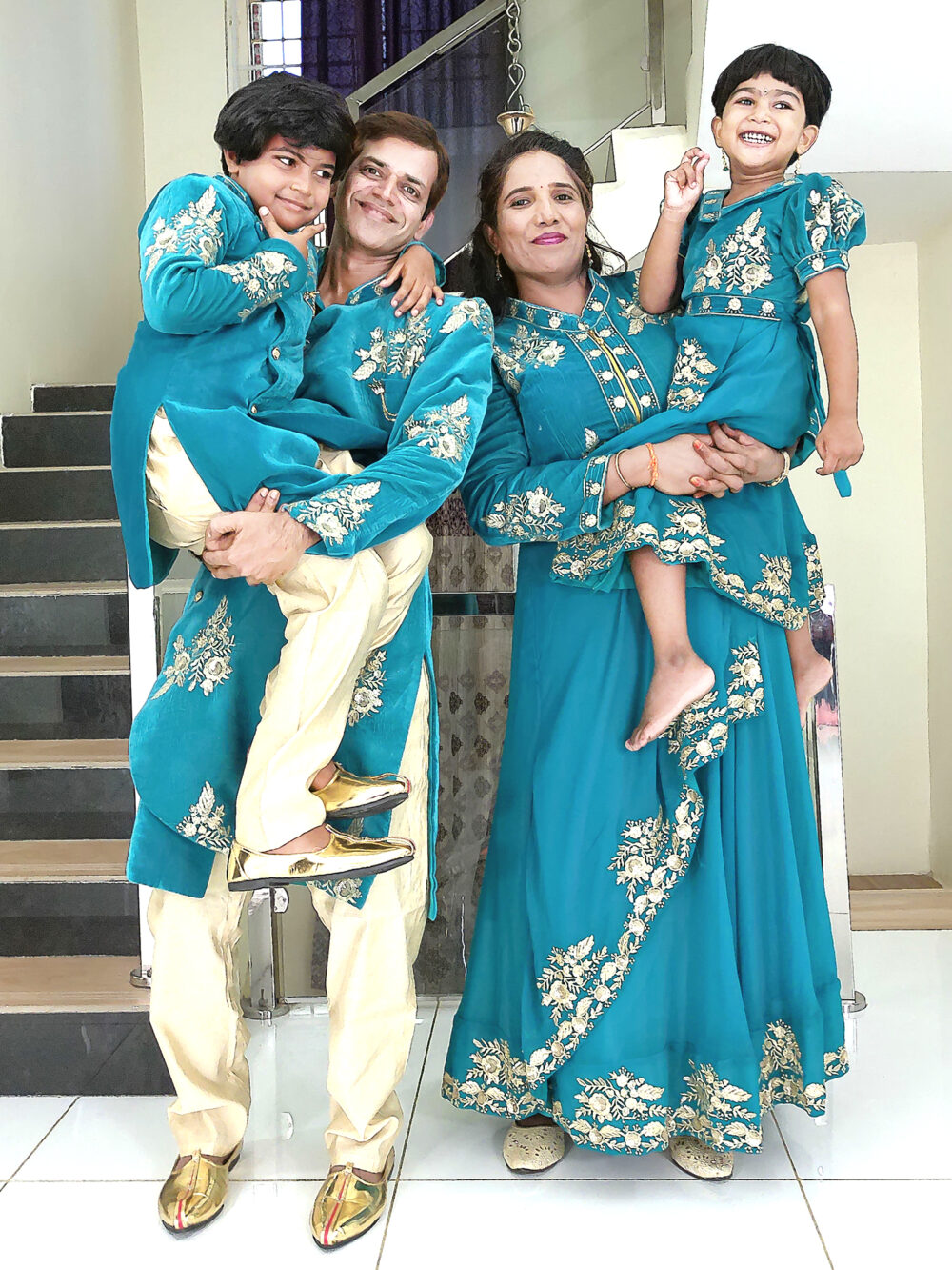 Family Matching Dress Set MOTHER DAUGHTER SON FATHER Twinning Dress IBI-9990BG Rama Green Western Family Matching Dress for Birthday Theme