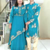 Family Matching Dress Set MOTHER DAUGHTER SON FATHER Twinning Dress IBI-9990BG Rama Green Western Family Matching Dress for Birthday Theme
