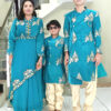 Family Matching Dress Set MOTHER DAUGHTER SON FATHER Twinning Dress IBI-9990BG Rama Green Western Family Matching Dress for Birthday Theme