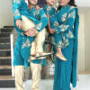 Family Matching Dress Set MOTHER DAUGHTER SON FATHER Twinning Dress IBI-9992BG Rama Green Traditional Family Matching Dress for Birthday Theme