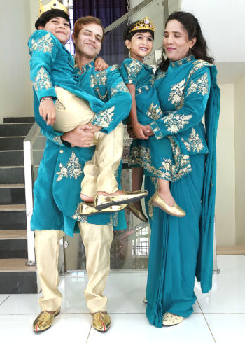 Family Matching Dress Set MOTHER DAUGHTER SON FATHER Twinning Dress IBI-9992BG Rama Green Traditional Family Matching Dress for Birthday Theme