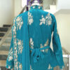 Readymade Saree IBI-9990SRE Bluish Green 2 Min Ready to Wear Saree with Stitched Blouse
