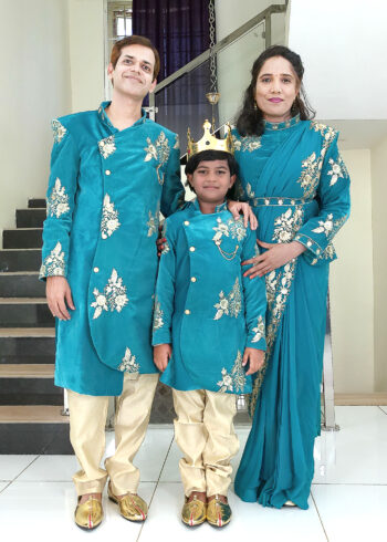 Family Matching Dress Set MOTHER FATHER SON Twinning Dress IBI-9992B Traditional Family Combo Dress for Birthday Theme