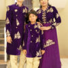 Family Matching Dress Set MOTHER FATHER SON Twinning Dress IBI-9994B Violet Western Family Combo Dress for Birthday Theme