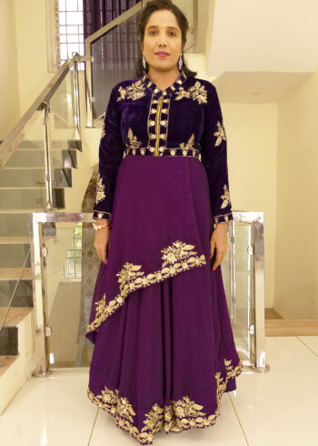 Long Gown IBI-9994WMN Violet Indo Western Gown for Women
