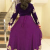 Long Gown IBI-9994WMN Violet Indo Western Gown for Women