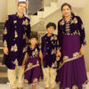 Family Matching Dress Set MOTHER DAUGHTER SON FATHER Twinning Dress IBI-9994BG Violet Western Family Matching Dress for Birthday Theme