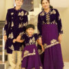 Family Matching Dress Set MOTHER DAUGHTER FATHER Twinning Dress IBI-9994G Violet Western Family Combo Dress for Birthday Theme