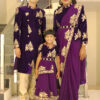 Family Matching Dress Set MOTHER DAUGHTER FATHER Twinning Dress IBI-9995G Violet Traditional Family Combo Dress for Birthday Theme