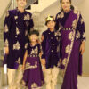Family Matching Dress Set MOTHER DAUGHTER SON FATHER Twinning Dress IBI-9995BG Violet Traditional Family Matching Dress for Birthday Theme